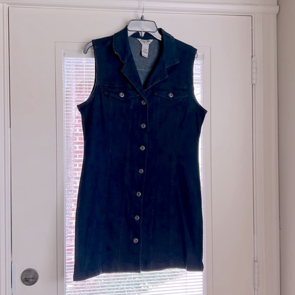 Indigo Rein Sleeveless Dark Denim Buttonup Dress